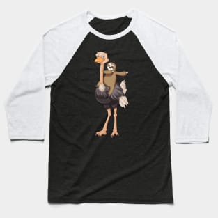 Sloth riding an Ostrich Funny Sloth Lover Gift Baseball T-Shirt